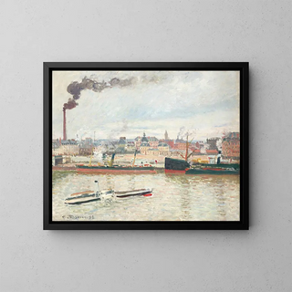 Vue sur la gare d'Orléans Saint-Sever, Rouen - Camille Pissarro — framed artwork on a wall