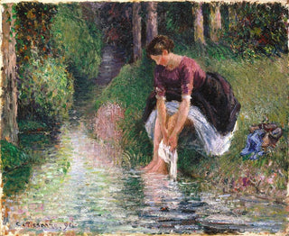 Woman washing her feet in a stream - Camille Pissarro — artwork view