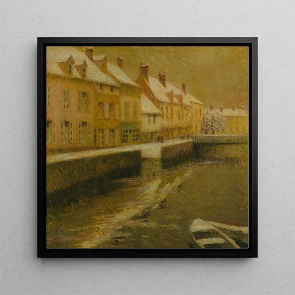 Canal in Bruges in Winter - Henri Le Sidaner — framed artwork on a wall