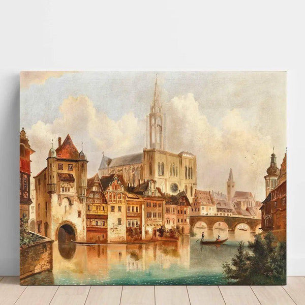 Reproduction of the painting Canal near Strasbourg Cathedral by Ferdinand Lepie