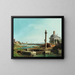 a lock, a column, and a church on the edge of a lagoon - Canaletto — framed artwork on a wall