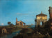 an island in the lagoon with a door and a church - Canaletto — artwork view