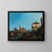 an island in the lagoon with a door and a church - Canaletto — framed artwork on a wall