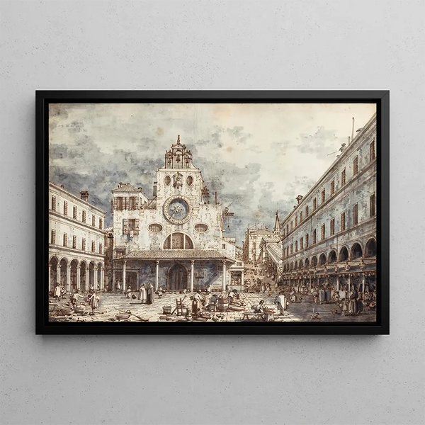 Campo San Giacomo di Rialto Venice - Canaletto — framed artwork on a wall