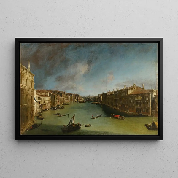 Grand Canal from Palazzo Balbi towards Rialto - Canaletto — framed artwork on a wall