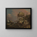 Vue imaginaire avec une tombe au bord du lagon - Canaletto — framed artwork on a wall