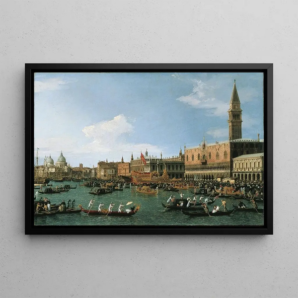Return of the Bucintoro on Ascension Day - Canaletto — framed artwork on a wall