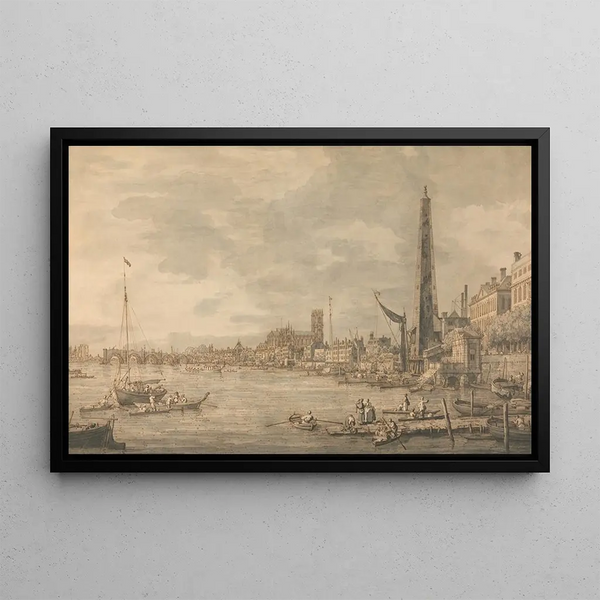 The City of Westminster from near York Water Gate - Canaletto — framed artwork on a wall