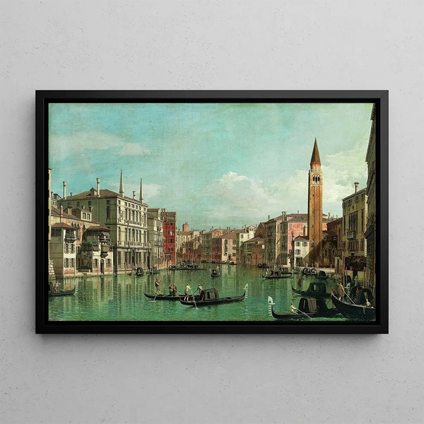 The Grand Canal, Venice, looking southeast with Campo della Carità on the right - Canaletto — framed artwork on a wall