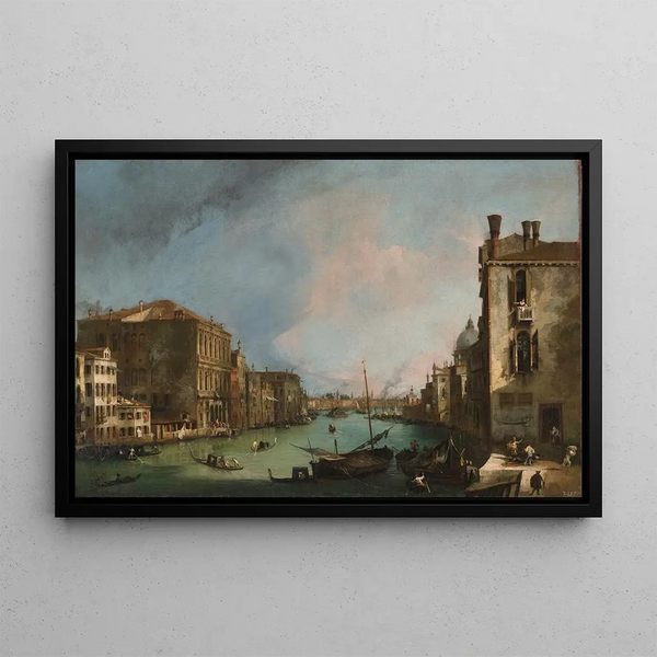 The Grand Canal in Venice with the Palazzo Corner Ca'Grande - Canaletto — framed artwork on a wall