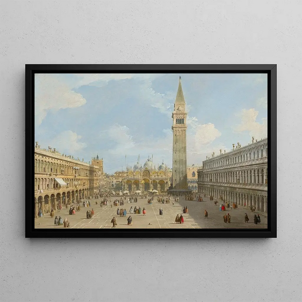 La Piazza San Marco in Venice looking east towards the basilica - Canaletto — framed artwork on a wall