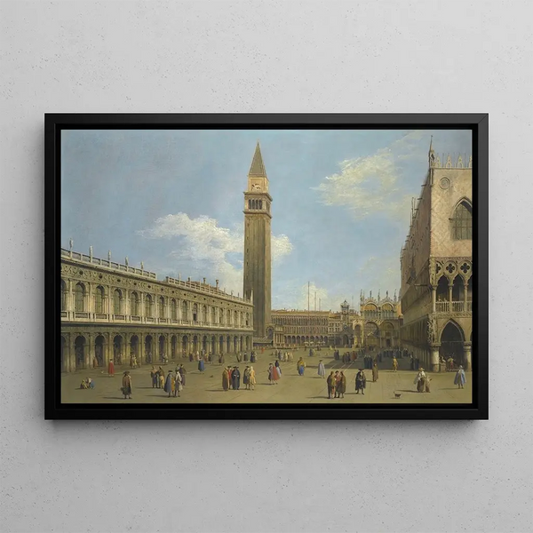 Venice painting, view of the Piazzetta towards the north - Canaletto — framed artwork on a wall