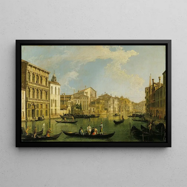 Venice, the Grand Canal of Palazzo Flangini at San Marcuola - Canaletto — framed artwork on a wall
