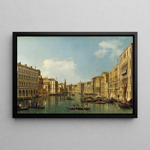 Venice the Grand Canal of the Palazzo Foscari at the Charity - Canaletto — framed artwork on a wall