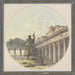 Architectural Caprice Painting of an interior of a temple ruin with a statue of Jupiter thunderer and a depiction of characters - Victor-Jean Nicolle — displayed in an interior