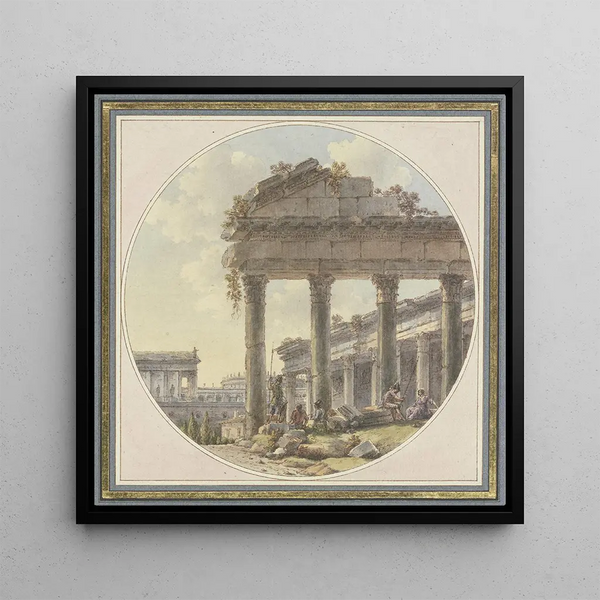 Caprice architectural Ruin of temple and figurines - Victor Jean Nicolle — wall display of the artwork