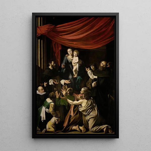 La Vierge du Rosaire - Le Caravage — framed artwork on a wall