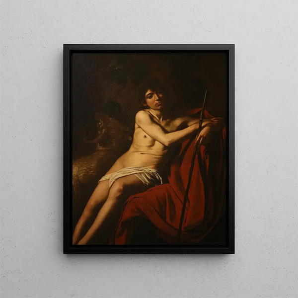 Saint Jean-Baptiste - Le Caravage — framed artwork on a wall
