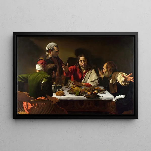 The Supper at Emmaus - Caravaggio — framed artwork on a wall