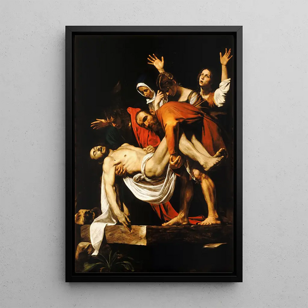 La Mise au tombeau du Christ - Le Caravage — framed artwork on a wall