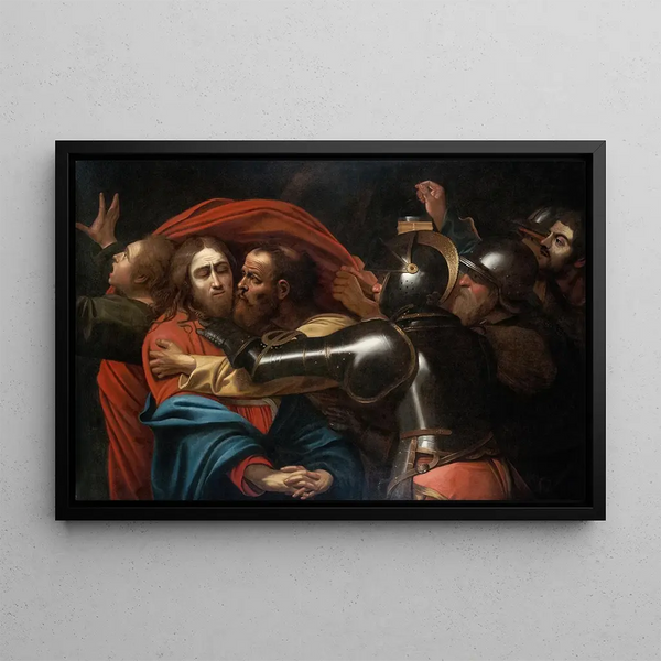 The Capture of Christ - Caravaggio — framed artwork on a wall