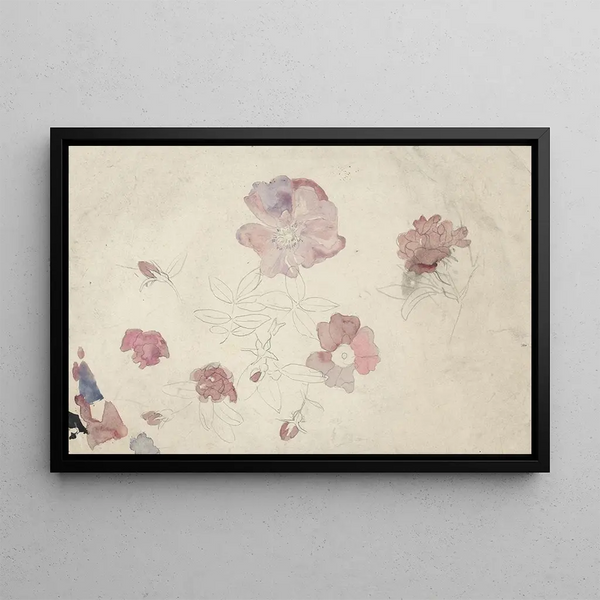 Violet and Pink Flower Studies - Carel Adolph Lion Cachet — framed artwork on a wall