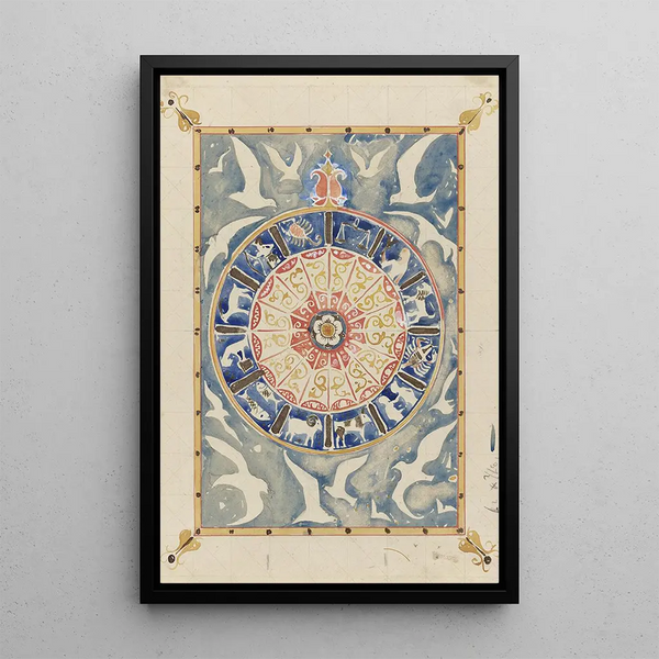 Circle with zodiac signs - Carel Adolph Lion Cachet — framed artwork on a wall