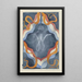 Decorative W design painting with crowned W and national colors - Carel Adolph Lion Cachet — framed artwork on a wall
