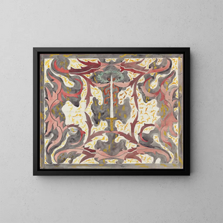 Conception décorative avec épée dressée - Carel Adolph Lion Cachet — framed artwork on a wall