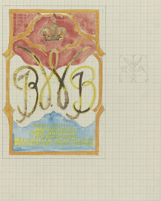 Carel Adolph Lion Cachet - Ontwerp met een gekroonde W en aan weerszijden JB.webp