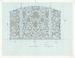 Conception for decorative glass panel with floral ornament - Carel Adolph Lion Cachet — artwork view