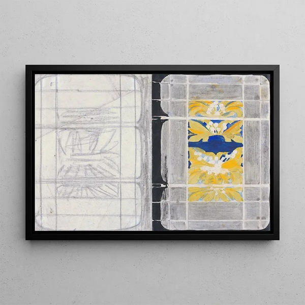 Project for a binding with floral pattern - Carel Adolph Lion Cachet — framed artwork on a wall