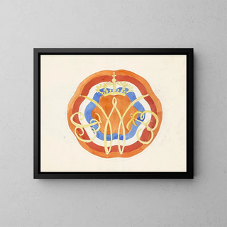 a Conception of a dish with a crowned W - Carel Adolph Lion Cachet — framed artwork on a wall