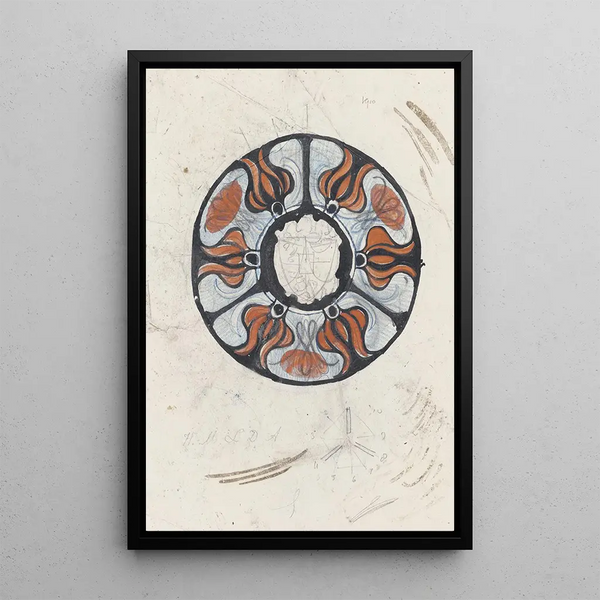 Project for a commemorative plaque with W and a coat of arms - Carel Adolph Lion Cachet — framed artwork on a wall