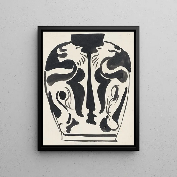 Project of lion pattern vase - Carel Adolph Lion Cachet — framed artwork on a wall