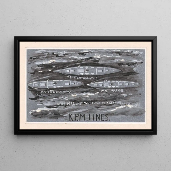 Project for thumbnail of the Koninklijke Paketvaart Maatschappij KPM Lines - Carel Adolph Lion Cachet — framed artwork on a wall