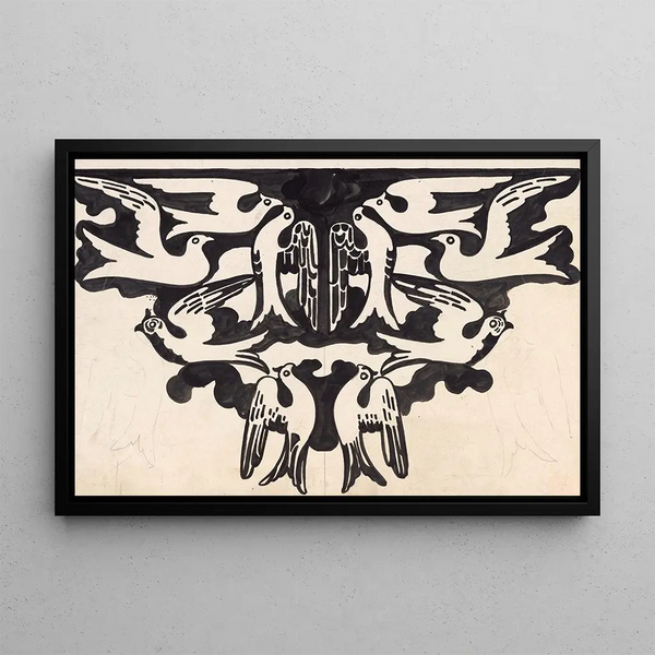 Project for tapestry with ten doves - Carel Adolph Lion Cachet — framed artwork on a wall