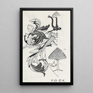 Project for coat of arms for Fock - Carel Adolph Lion Cachet — framed artwork on a wall