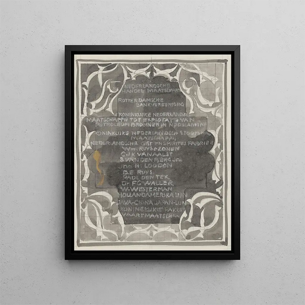 ornamental motifs with company names - Carel Adolph Lion Cachet — framed artwork on a wall