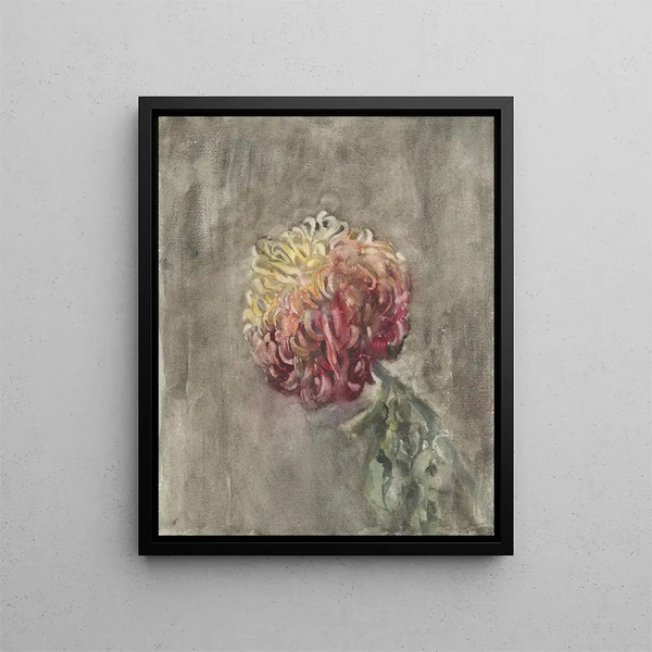 Red Chrysanthemum - Carel Adolph Lion Cachet — framed artwork on a wall