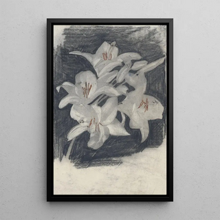 White Lily Painting - Carel Adolph Lion Cachet — framed artwork on a wall