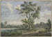 Group of Trees by the Water's Edge, a rider on a white horse talks with a peasant sitting - Carel Lodewijk Hansen — artwork view
