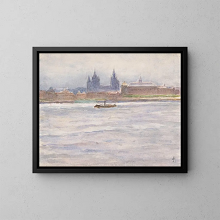 View of Mainz from the river - Carel Nicolaas Storm van 's Gravesande — framed artwork on a wall