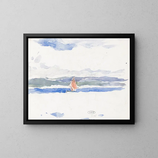 Sea view with a boat - Carel Nicolaas Storm van 's Gravesande — framed artwork on a wall