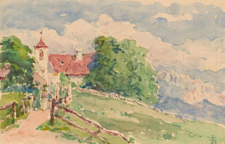 Oberbozen painting: a narrow path leads to a small church on a mountain slope - Carel Nicolaas Storm van 's Gravesande — artwork view