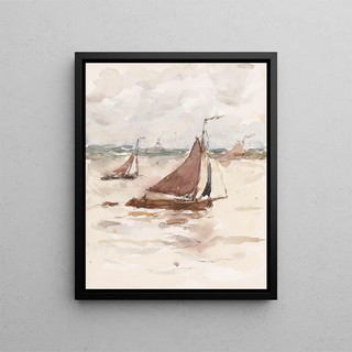 fishing sailboats on the Scheldt - Carel Nicolaas Storm van 's Gravesande — framed artwork on a wall