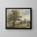Landscape painting with a deer - Carl August Lebschee — framed artwork on a wall