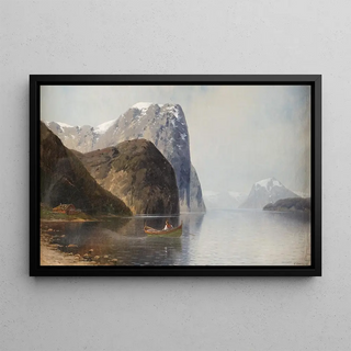 Landscape Fjord Painting - Carl Bertold — framed artwork on a wall