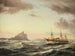 Steamship painting in front of the Gibraltar rock - Carl Bille — artwork view