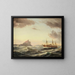 Steamship painting in front of the Gibraltar rock - Carl Bille — framed artwork on a wall